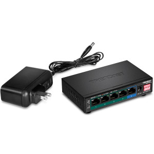 TRENDnet TPE-TG51g 5-Port Unmanaged Gigabit Ethernet PoE+ Switch, 60W PoE budget